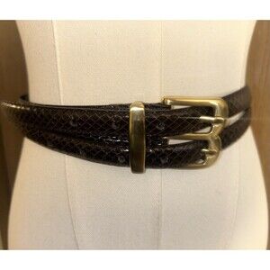 Dark Brown Genuine Snake Skin Double Belt Women’s S/M